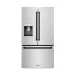ZLINE Autograph Edition 36-Inch 28.9 cu. ft. Standard-Depth French Door External Water Dispenser Refrigerator with Dual Ice Maker in Fingerprint Resistant Stainless Steel and Matte Black Handles RSMZ-W-36-MB