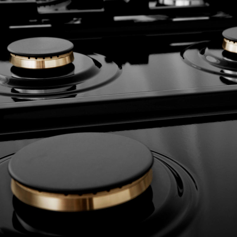 ZLINE Autograph Edition 36-Inch Porcelain Rangetop with 6 Gas Burners in DuraSnow® Stainless Steel and Matte Black Accents (RTSZ-36-MB)