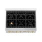 ZLINE Autograph Edition 36" Porcelain Rangetop with 6 Gas Burners in Stainless Steel with Accents