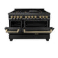 ZLINE Autograph Edition 48" 6.0 cu. ft. Dual Fuel Range with Gas Stove and Electric Oven in Black Stainless Steel with Accents