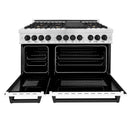 ZLINE Autograph Edition 48" 6.0 cu. ft. Dual Fuel Range with Gas Stove and Electric Oven in DuraSnow Stainless Steel with White Matte Door with Accents