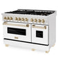 ZLINE Autograph Edition 48" 6.0 cu. ft. Dual Fuel Range with Gas Stove and Electric Oven in DuraSnow Stainless Steel with White Matte Door with Accents