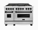 ZLINE Autograph Edition 48" 6.0 cu. ft. Dual Fuel Range with Gas Stove and Electric Oven in Stainless Steel with Accents