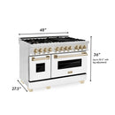 ZLINE Autograph Edition 48" 6.0 cu. ft. Dual Fuel Range with Gas Stove and Electric Oven in Stainless Steel with White Matte Door and Accents
