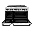 ZLINE Autograph Edition 48" 6.0 cu. ft. Dual Fuel Range with Gas Stove and Electric Oven in Stainless Steel with White Matte Door and Accents