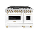 ZLINE Autograph Edition 48" 6.0 cu. ft. Dual Fuel Range with Gas Stove and Electric Oven in Stainless Steel with White Matte Door and Accents