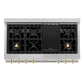 ZLINE Autograph Edition 48" Porcelain Rangetop with 7 Gas Burners in Dura Snow Stainless Steel With Accents