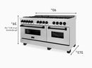 ZLINE Autograph Edition 60" 7.4 cu. ft. Dual Fuel Range with Gas Stove and Electric Oven in Stainless Steel with Accents