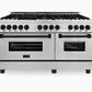 ZLINE Autograph Edition 60" 7.4 cu. ft. Dual Fuel Range with Gas Stove and Electric Oven in Stainless Steel with Accents