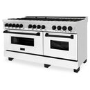 ZLINE Autograph Edition 60" 7.4 cu. ft. Dual Fuel Range with Gas Stove and Electric Oven in Stainless Steel with White Matte Door and Accents