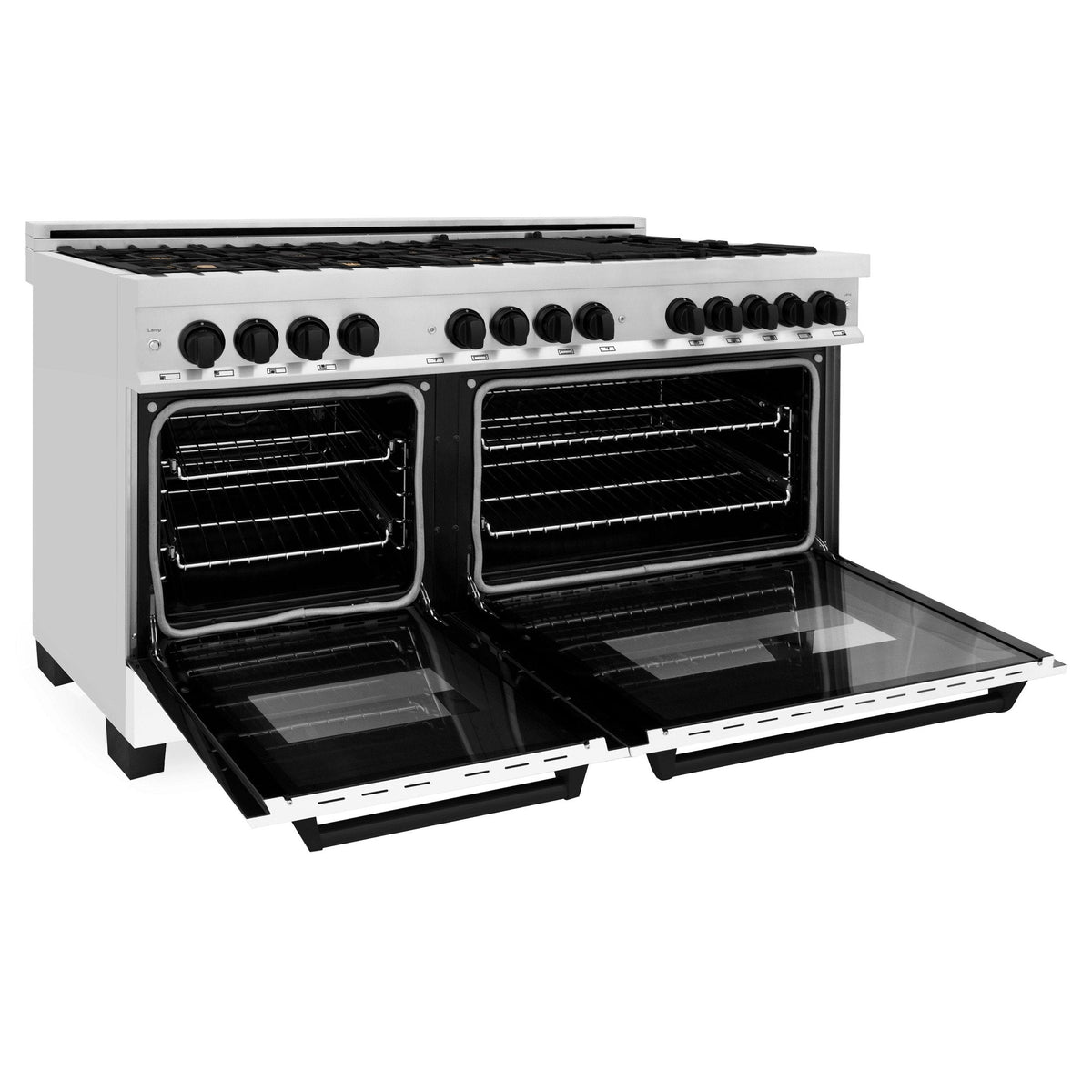 ZLINE Autograph Edition 60" 7.4 cu. ft. Dual Fuel Range with Gas Stove and Electric Oven in Stainless Steel with White Matte Door and Accents