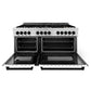 ZLINE Autograph Edition 60" 7.4 cu. ft. Dual Fuel Range with Gas Stove and Electric Oven in Stainless Steel with White Matte Door and Accents