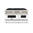 ZLINE Autograph Edition 60" 7.4 cu. ft. Dual Fuel Range with Gas Stove and Electric Oven in Stainless Steel with White Matte Door and Accents - RAZ-WM-60