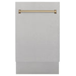 ZLINE Autograph Series 18 In. Dishwasher in DuraSnow Stainless Steel with Champagne Bronze Handle, DWVZ-SN-18-CB