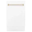 ZLINE Autograph Series 18 In. Dishwasher in White Matte with Champagne Bronze Handle