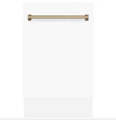ZLINE Autograph Series 18 In. Dishwasher in White Matte with Champagne Bronze Handle
