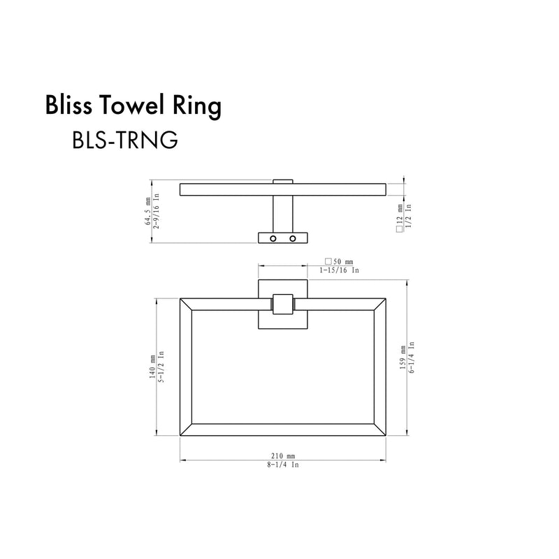 ZLINE Bliss Bathroom Package with Faucet, Towel Rail, Hook, Ring and Toliet Paper Holder in Matte Black (5BP-BLSACCF-MB)