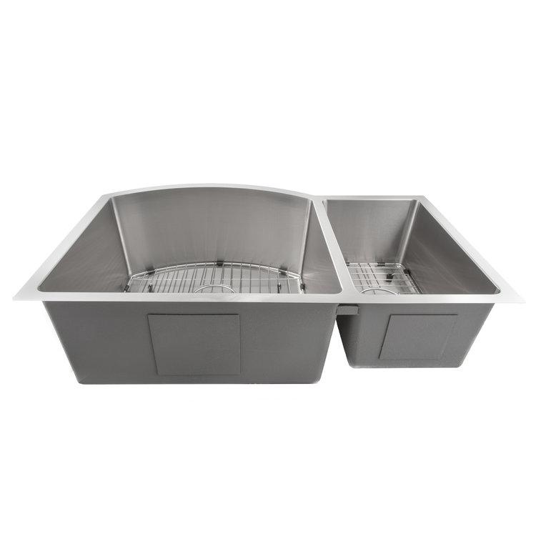 ZLINE Cortina 33 Inch Undermount Double Bowl Sink in Snow Stainless Steel (SC70D-33S)
