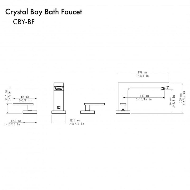 ZLINE Crystal Bay Bath Faucet in Champagne Bronze (CBY-BF-CB)