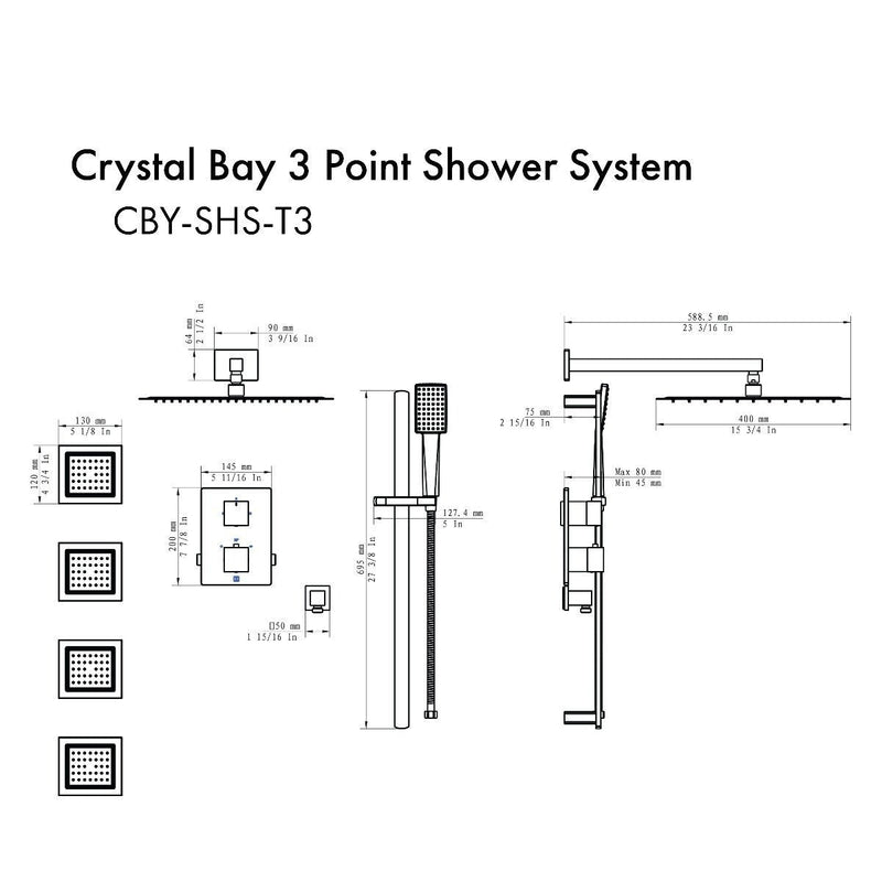ZLINE Crystal Bay Thermostatic Shower System with Body Jets in Polished Gold (CBY-SHS-T3-PG)