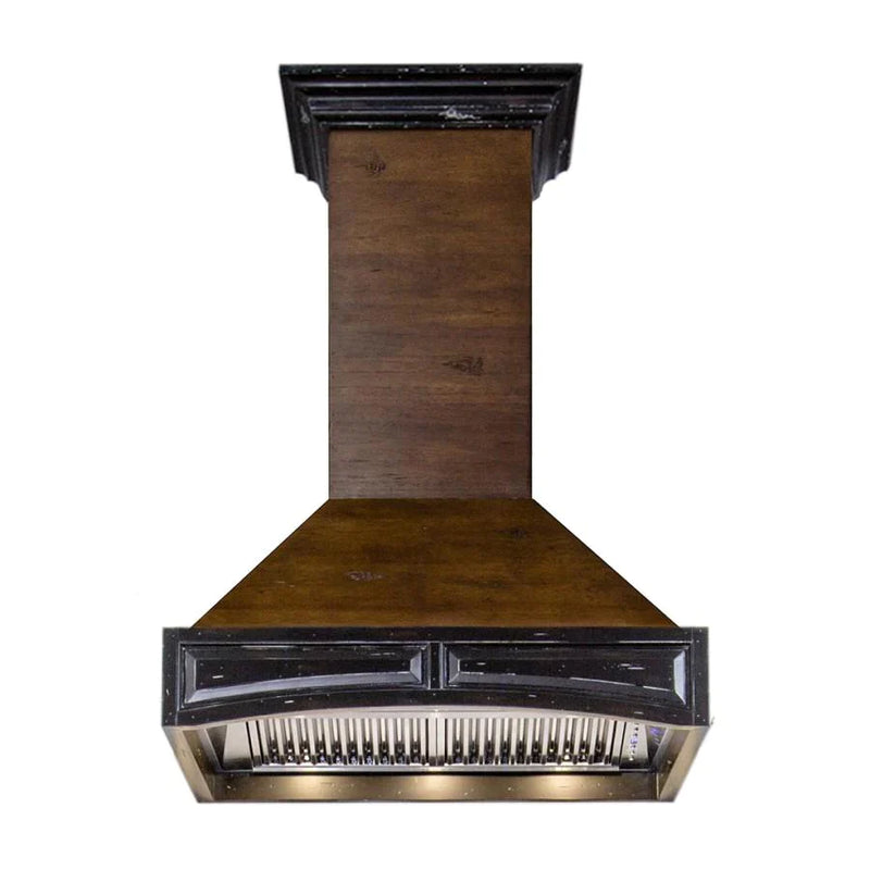 ZLINE 30-Inch Wooden Wall Mount Range Hood in Antigua and Walnut - Includes Remote Motor (321AR-RS-30-400)