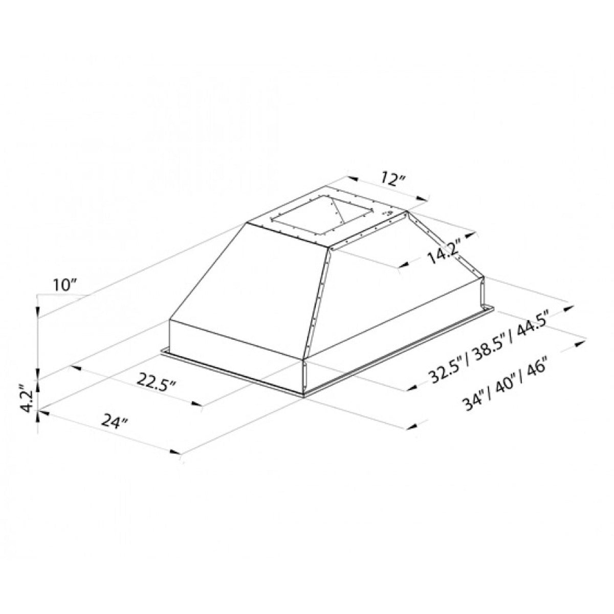ZLINE Ducted Island Mount Range Hood Insert in Stainless Steel 