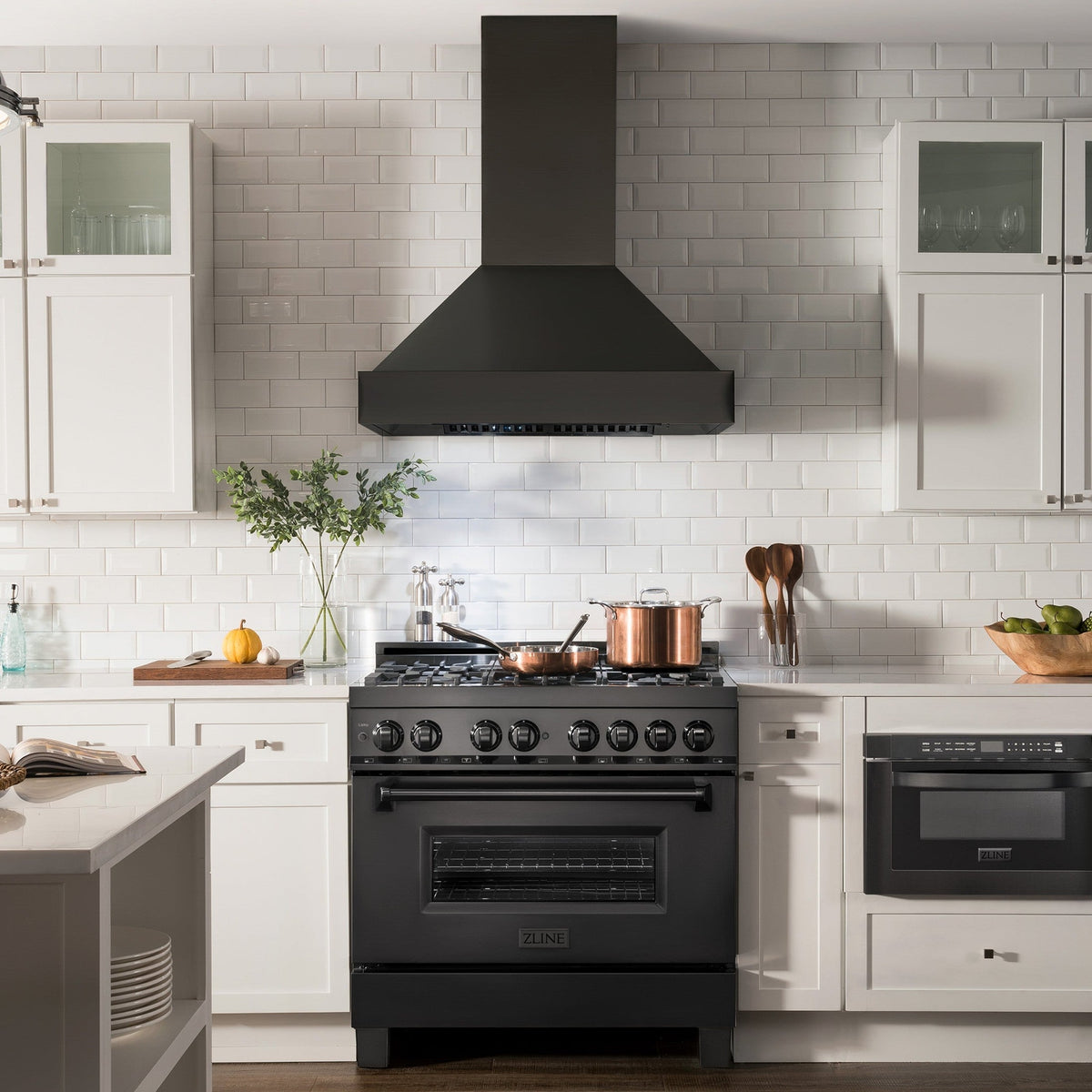 ZLINE Ducted Vent Black Stainless Steel Wall Mount Range Hood BS655N
