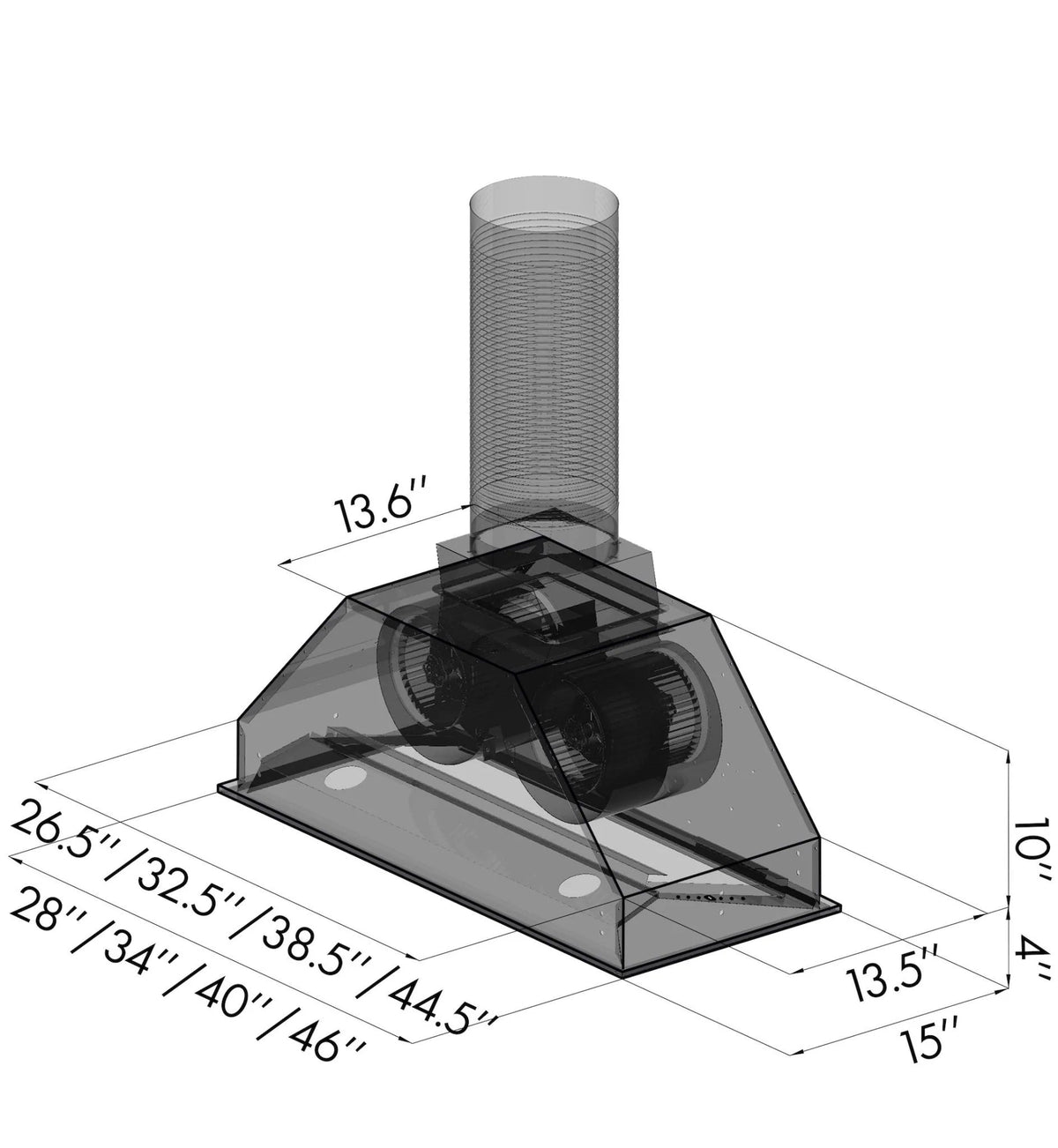 ZLINE Ducted Wall Mount Range Hood Insert in Stainless Steel 695