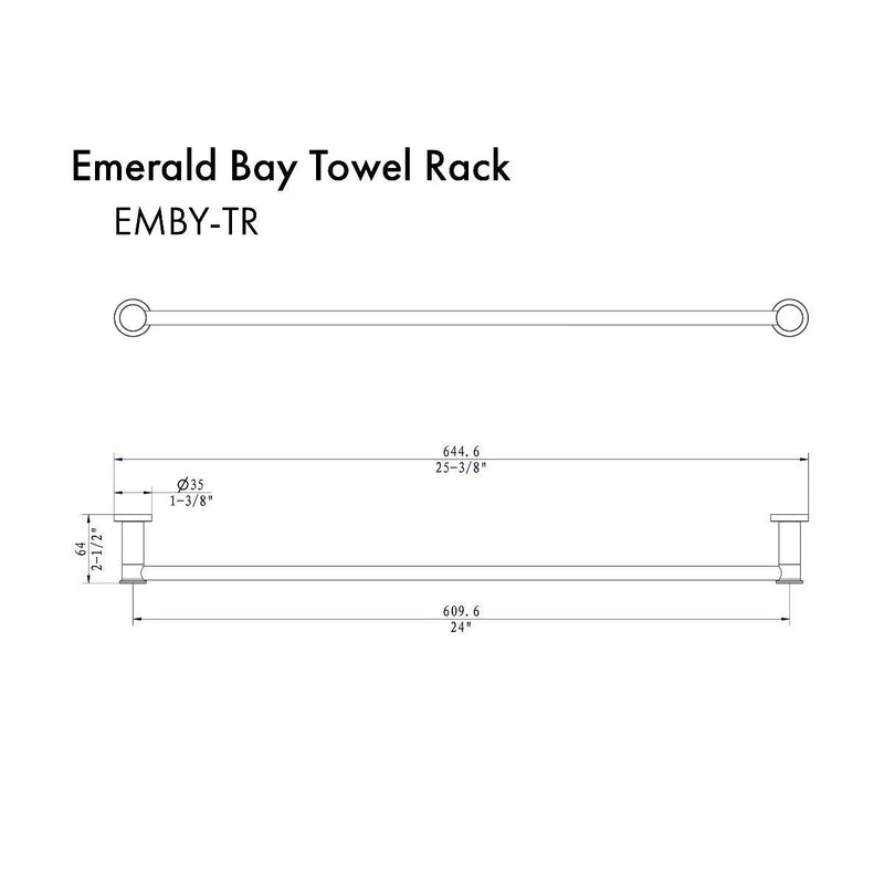 ZLINE Emerald Bay Bathroom Accessories Package with Towel Rail, Hook, Ring and Toliet Paper Holder in Polished Gold (4BP-EMBYACC-PG)