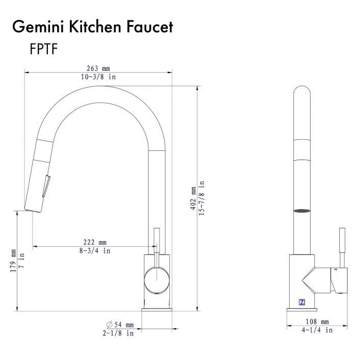 ZLINE Gemini Kitchen Faucet in Polished Gold (GEM-KF-PG)