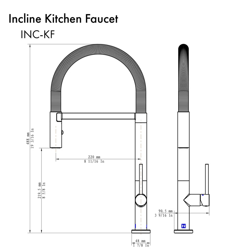 ZLINE Incline Kitchen Faucet in Gun Metal (INC-KF-GM)
