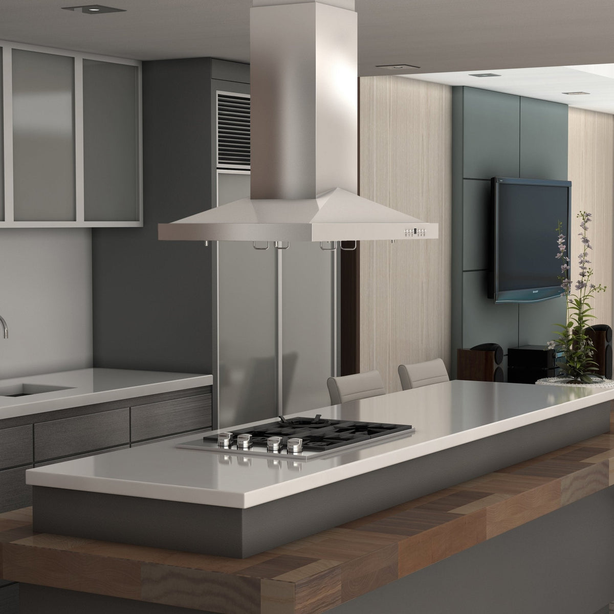 ZLINE Island Mount Range Hood in Stainless Steel