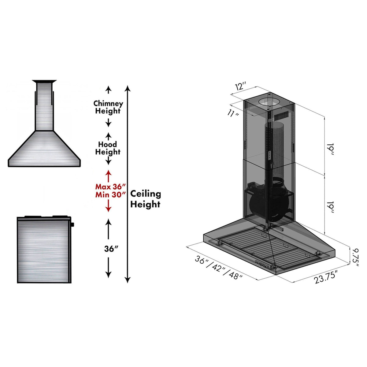 ZLINE Island Mount Range Hood in Stainless Steel - KL3i