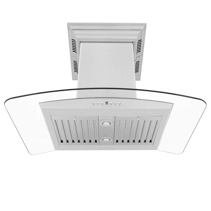 Products ZLINE Island Mount Range Hood in Stainless Steel with Built-in CrownSound‚ Bluetooth Speakers