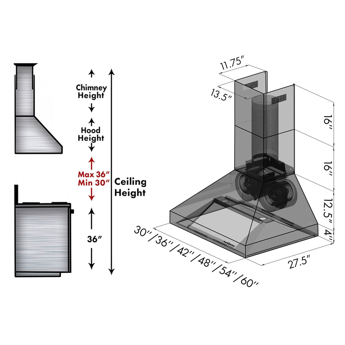 ZLINE Outdoor Wall Mount Range Hood in Stainless Steel