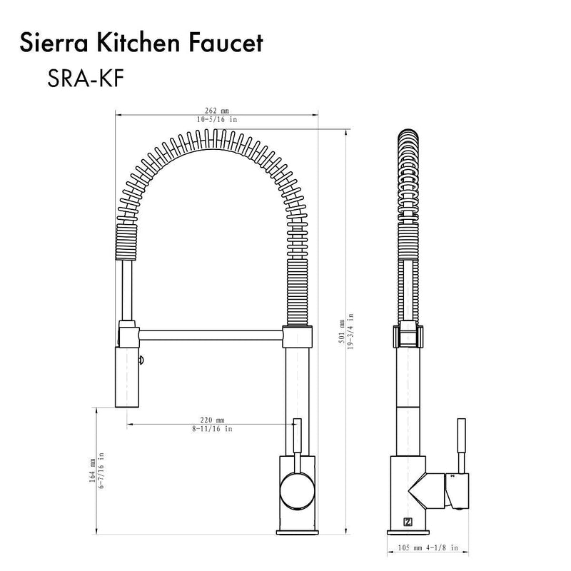 ZLINE Sierra Kitchen Faucet in Polished Gold (SRA-KF-PG)