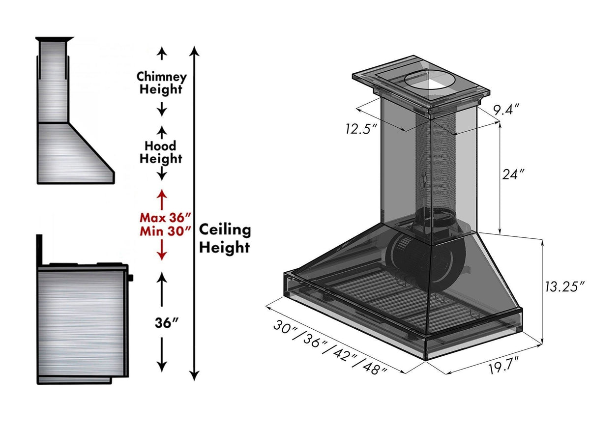 ZLINE Unfinished Wooden Wall Mount Range Hood - Includes Motor - KBUF