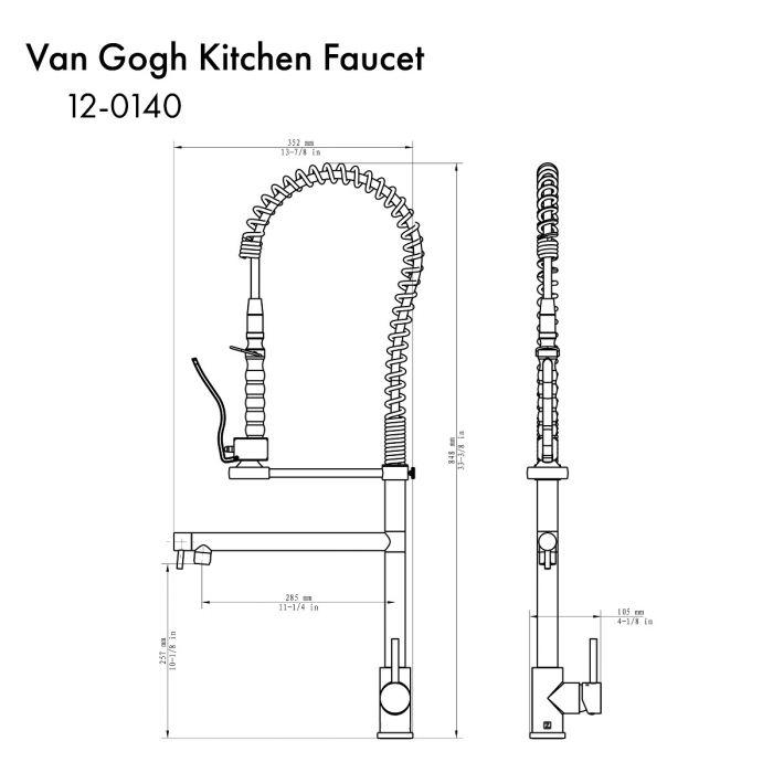 ZLINE Van Gogh Kitchen Faucet in Gun Metal (VNG-KF-GM)