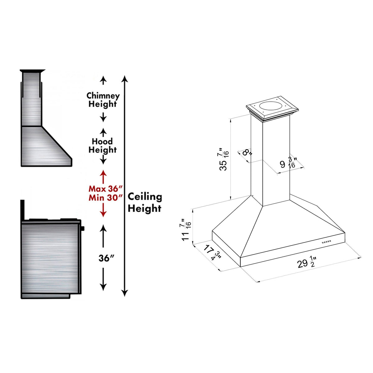 ZLINE Wall Mount Range Hood in DuraSnow Stainless Steel 