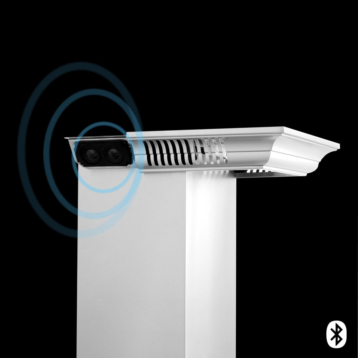 ZLINE Wall Mount Range Hood in Stainless Steel with Built-in CrownSound Bluetooth Speakers - KBCRN-BT