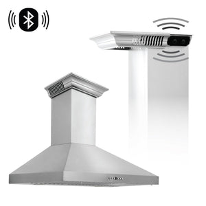 ZLINE Wall Mount Range Hood in Stainless Steel with Built-in CrownSound Bluetooth Speakers - KL3CRN-BT