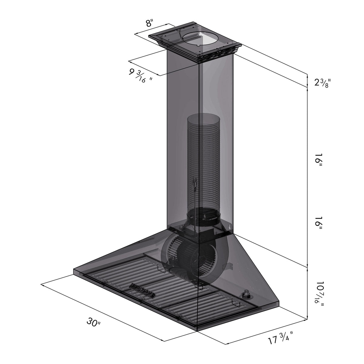 ZLINE Wall Mount Range Hood in Stainless Steel with Crown Molding - KL2CRN