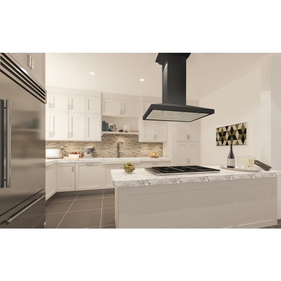 ZLINE Wooden Island Mount Range Hood in Black
