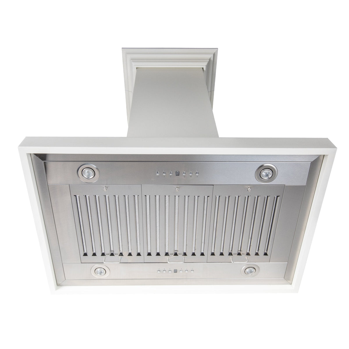 ZLINE Wooden Island Mount Range Hood in White - Includes Motor - KBiTT