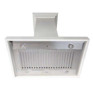 ZLINE Wooden Island Mount Range Hood in White - Includes Motor - KBiTT