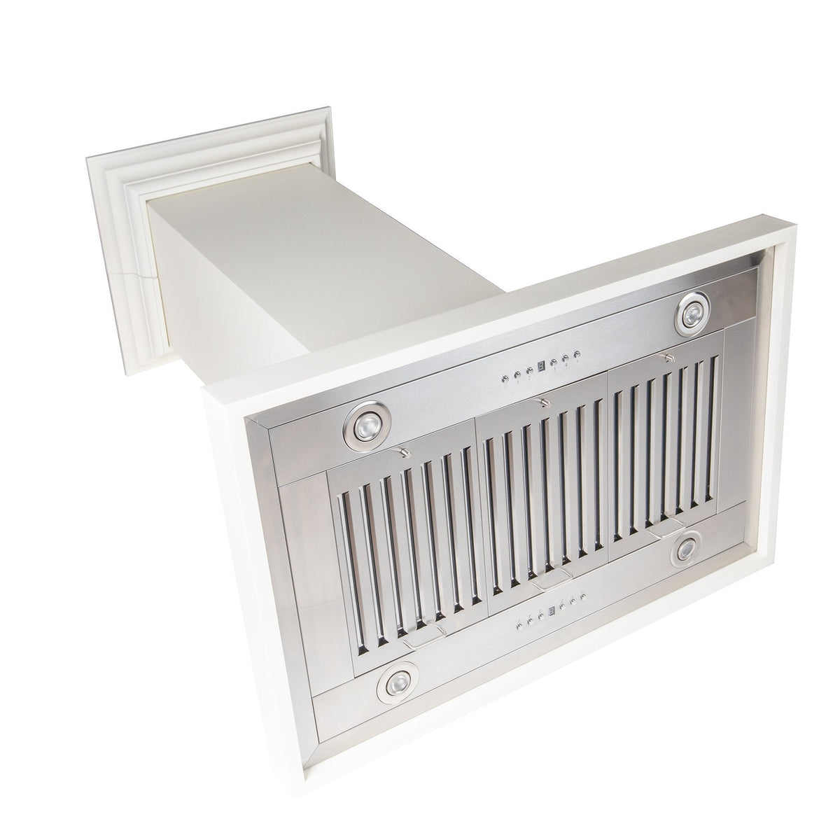 ZLINE Wooden Island Mount Range Hood in White - Includes Motor - KBiTT