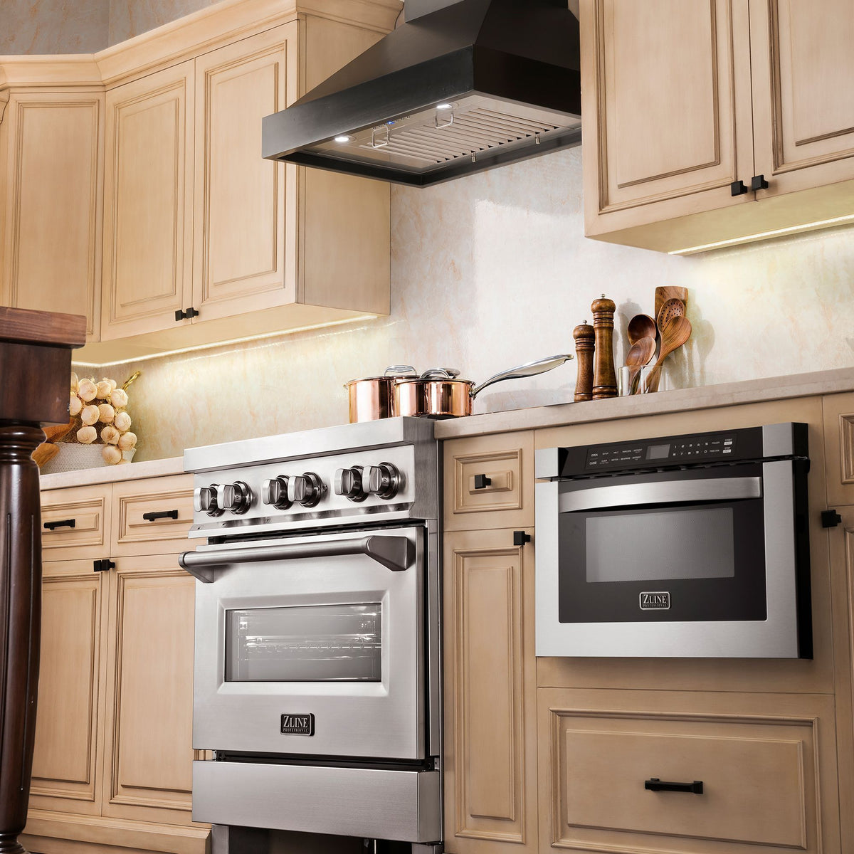 ZLINE Wooden Wall Mount Range Hood in Black - Includes Motor