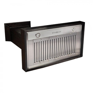 ZLINE Wooden Wall Mount Range Hood in Rustic Dark Finish - Includes Motor