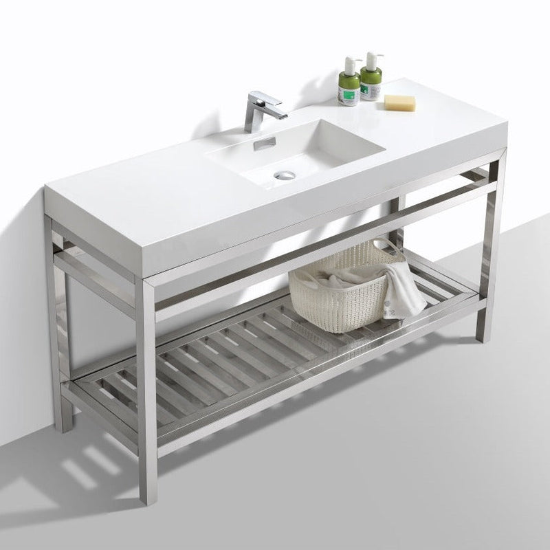 cisco-60-single-sink-stainless-steel-console-with-acrylic-sink-chrome-ac60s