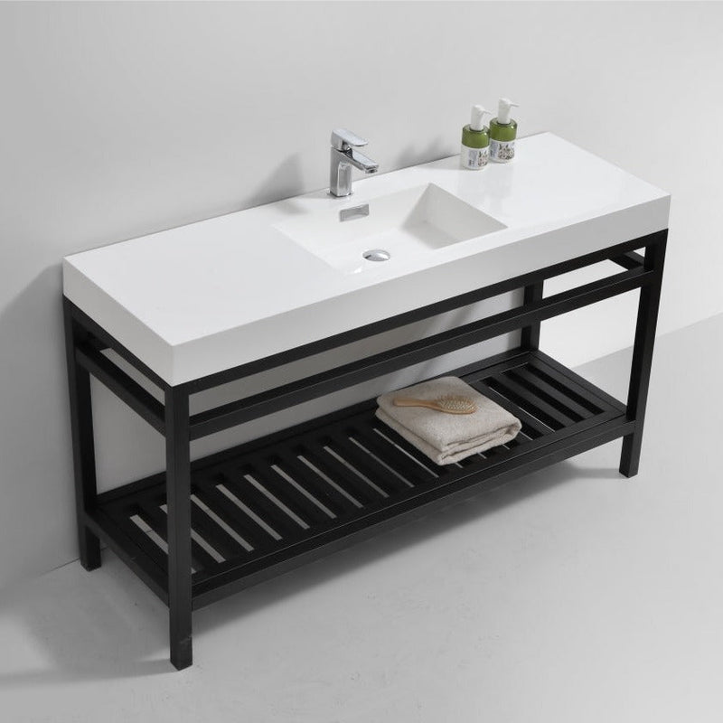 cisco-60-single-sink-stainless-steel-console-with-acrylic-sink-matt-black-ac60s-bk